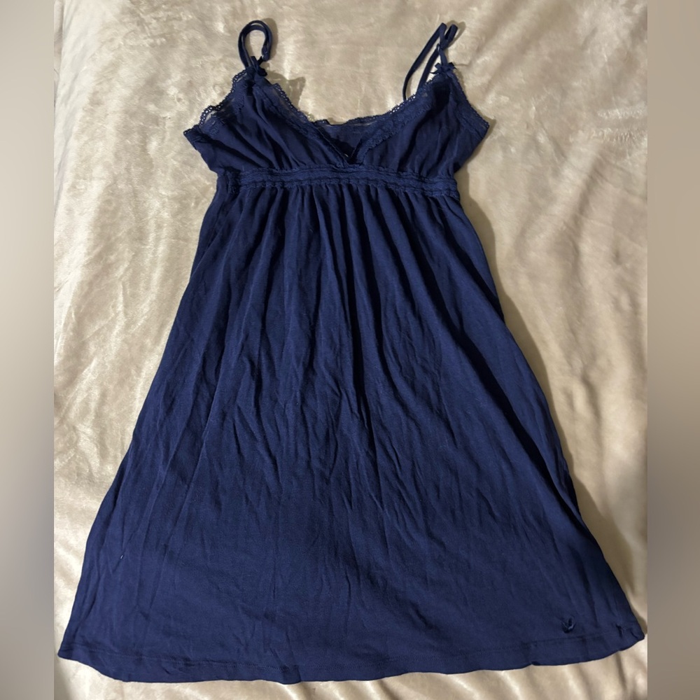 Aerie Navy Lace Trim Babydoll Top